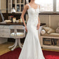 Anya Trumpet/Mermaid V-neck Court Train Lace Stretch Crepe Wedding Dress With Sequins DLP0013738