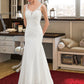 Anya Trumpet/Mermaid V-neck Court Train Lace Stretch Crepe Wedding Dress With Sequins DLP0013738