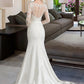 Germaine Trumpet/Mermaid Illusion Chapel Train Stretch Crepe Wedding Dress With Lace DLP0013740