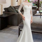 Germaine Trumpet/Mermaid Illusion Chapel Train Stretch Crepe Wedding Dress With Lace DLP0013740