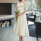 Joanne A-Line Illusion Tea-Length Wedding Dress With Lace DLP0013741