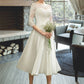 Joanne A-Line Illusion Tea-Length Wedding Dress With Lace DLP0013741