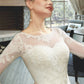 Joanne A-Line Illusion Tea-Length Wedding Dress With Lace DLP0013741