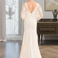 Marian Trumpet/Mermaid V-neck Court Train Wedding Dress With Sash DLP0013744