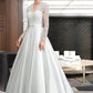 Carolyn Ball-Gown/Princess V-neck Court Train Satin Wedding Dress With Bow(s) DLP0013746