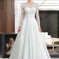 Carolyn Ball-Gown/Princess V-neck Court Train Satin Wedding Dress With Bow(s) DLP0013746