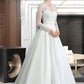 Carolyn Ball-Gown/Princess V-neck Court Train Satin Wedding Dress With Bow(s) DLP0013746