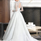 Carolyn Ball-Gown/Princess V-neck Court Train Satin Wedding Dress With Bow(s) DLP0013746