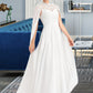 Aaliyah A-Line High Neck Floor-Length Chiffon Wedding Dress DLP0013748