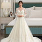 Lyla Ball-Gown/Princess Illusion Court Train Tulle Lace Wedding Dress DLP0013750