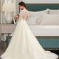 Lyla Ball-Gown/Princess Illusion Court Train Tulle Lace Wedding Dress DLP0013750