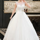 Jillian Ball-Gown/Princess Scoop Neck Sweep Train Organza Lace Wedding Dress With Beading Sequins DLP0013751