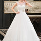 Jillian Ball-Gown/Princess Scoop Neck Sweep Train Organza Lace Wedding Dress With Beading Sequins DLP0013751