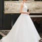 Jillian Ball-Gown/Princess Scoop Neck Sweep Train Organza Lace Wedding Dress With Beading Sequins DLP0013751