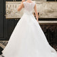 Jillian Ball-Gown/Princess Scoop Neck Sweep Train Organza Lace Wedding Dress With Beading Sequins DLP0013751