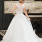 Jillian Ball-Gown/Princess Scoop Neck Sweep Train Organza Lace Wedding Dress With Beading Sequins DLP0013751