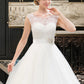 Jillian Ball-Gown/Princess Scoop Neck Sweep Train Organza Lace Wedding Dress With Beading Sequins DLP0013751