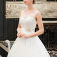 Jillian Ball-Gown/Princess Scoop Neck Sweep Train Organza Lace Wedding Dress With Beading Sequins DLP0013751