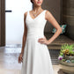 Hilary A-Line V-neck Knee-Length Chiffon Wedding Dress With Ruffle Beading Sequins DLP0013752