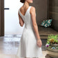 Hilary A-Line V-neck Knee-Length Chiffon Wedding Dress With Ruffle Beading Sequins DLP0013752