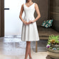 Hilary A-Line V-neck Knee-Length Chiffon Wedding Dress With Ruffle Beading Sequins DLP0013752