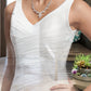 Hilary A-Line V-neck Knee-Length Chiffon Wedding Dress With Ruffle Beading Sequins DLP0013752