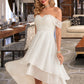 Sophronia A-Line Asymmetrical Chiffon Lace Wedding Dress With Beading Sequins DLP0013764