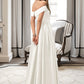 Natalee Ball-Gown/Princess Off-the-Shoulder Floor-Length Satin Wedding Dress With Split Front Pockets DLP0013774