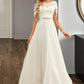 Jenny A-Line Scoop Neck Floor-Length Chiffon Lace Wedding Dress With Sequins DLP0013775