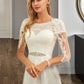 Jenny A-Line Scoop Neck Floor-Length Chiffon Lace Wedding Dress With Sequins DLP0013775