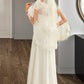 Jenny A-Line Scoop Neck Floor-Length Chiffon Lace Wedding Dress With Sequins DLP0013775