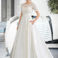 Kierra Ball-Gown/Princess Scoop Neck Court Train Satin Wedding Dress With Beading Sequins Pockets DLP0013777