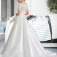 Kierra Ball-Gown/Princess Scoop Neck Court Train Satin Wedding Dress With Beading Sequins Pockets DLP0013777