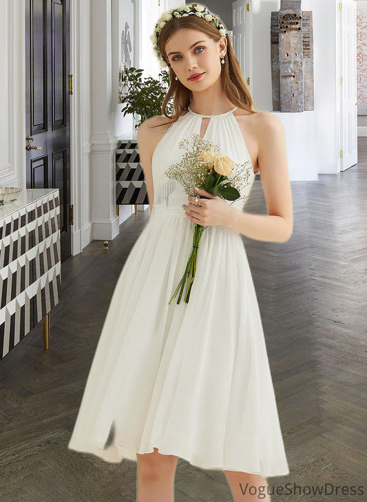 Madisyn A-Line Knee-Length Chiffon Wedding Dress DLP0013778