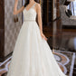 Laylah Ball-Gown/Princess V-neck Court Train Tulle Wedding Dress With Beading Sequins DLP0013779