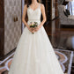 Laylah Ball-Gown/Princess V-neck Court Train Tulle Wedding Dress With Beading Sequins DLP0013779