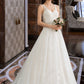 Laylah Ball-Gown/Princess V-neck Court Train Tulle Wedding Dress With Beading Sequins DLP0013779