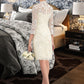 Nataly Sheath/Column High Neck Knee-Length Lace Wedding Dress DLP0013781