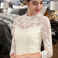 Nataly Sheath/Column High Neck Knee-Length Lace Wedding Dress DLP0013781