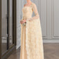 Kyleigh A-Line Square Neckline Floor-Length Chiffon Wedding Dress With Ruffle Beading DLP0013783