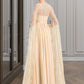 Kyleigh A-Line Square Neckline Floor-Length Chiffon Wedding Dress With Ruffle Beading DLP0013783