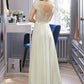 Caitlin A-Line V-neck Floor-Length Wedding Dress With Lace Beading Sequins DLP0013784