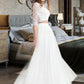 Micah A-Line Scoop Neck Floor-Length Tulle Wedding Dress DLP0013787