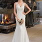 Braelyn Trumpet/Mermaid V-neck Court Train Chiffon Wedding Dress DLP0013788