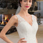 Braelyn Trumpet/Mermaid V-neck Court Train Chiffon Wedding Dress DLP0013788