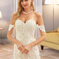 Frederica Trumpet/Mermaid Off-the-Shoulder Court Train Tulle Lace Wedding Dress DLP0013789