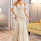 Frederica Trumpet/Mermaid Off-the-Shoulder Court Train Tulle Lace Wedding Dress DLP0013789