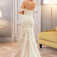 Frederica Trumpet/Mermaid Off-the-Shoulder Court Train Tulle Lace Wedding Dress DLP0013789