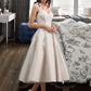 Kali Ball-Gown/Princess Sweetheart Tea-Length Tulle Wedding Dress With Sequins DLP0013791