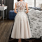 Kali Ball-Gown/Princess Sweetheart Tea-Length Tulle Wedding Dress With Sequins DLP0013791